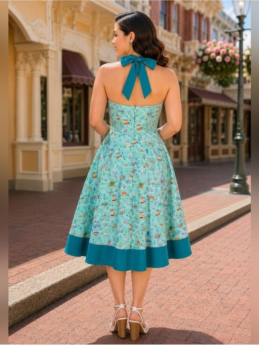 DISNEYLAND PARKS THE DRESS SHOP RARE ICONS HALTER DRESS RETRO PINUP XL - Picture 2 of 7